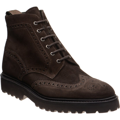 Product image for Loake Pegasus mens rubber-soled brogue boots in dark brown suede