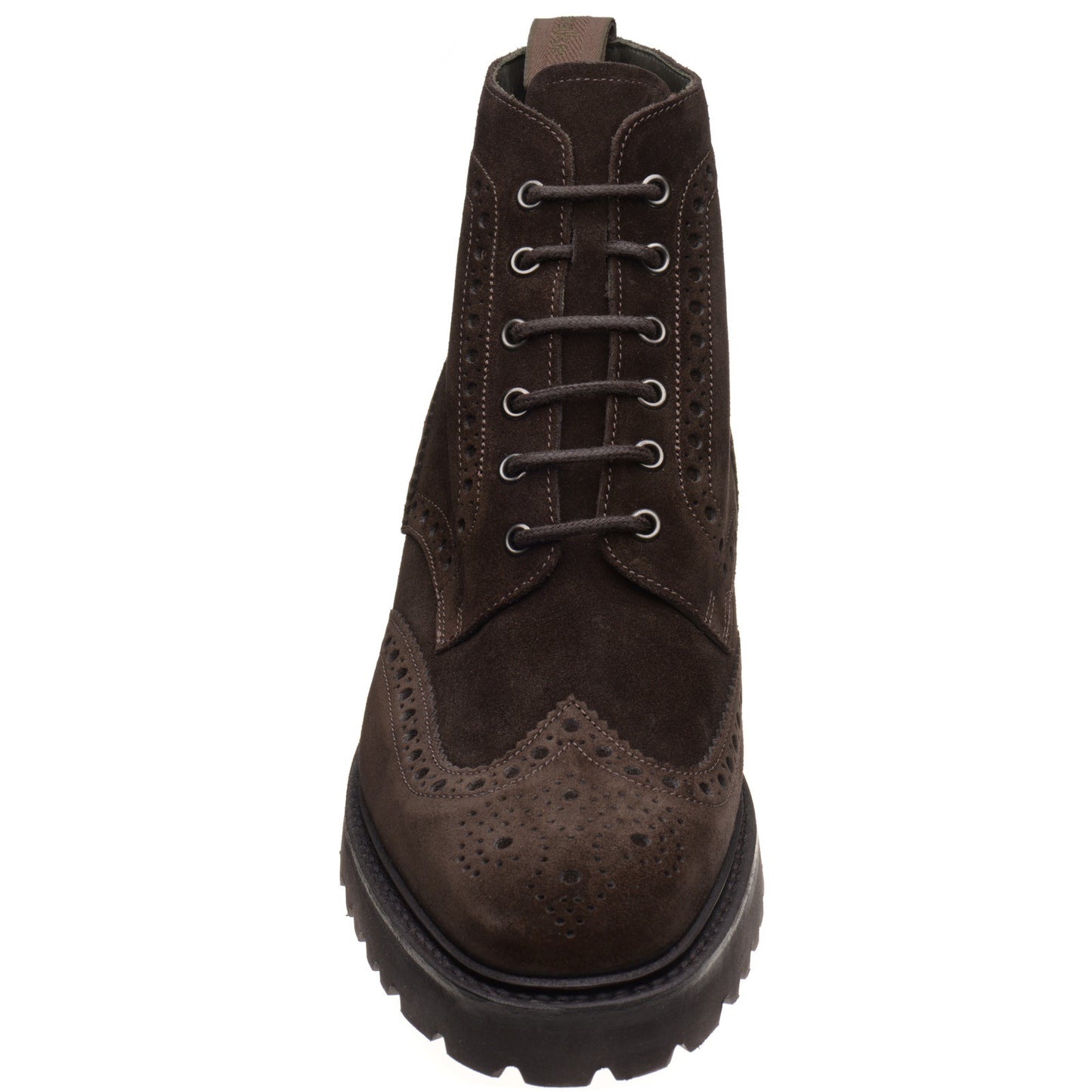 Product image for Loake Pegasus mens rubber-soled brogue boots in dark brown suede