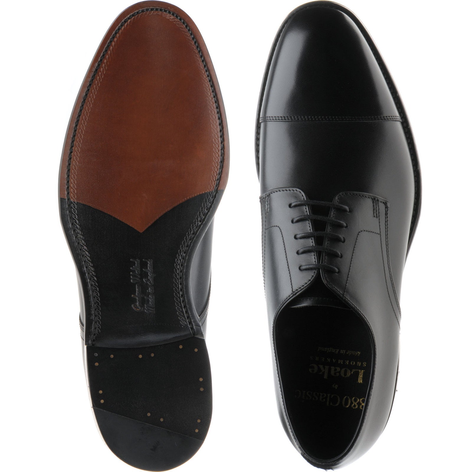 Product image for Loake Petergate mens Derby shoes in carbon black calf (second)