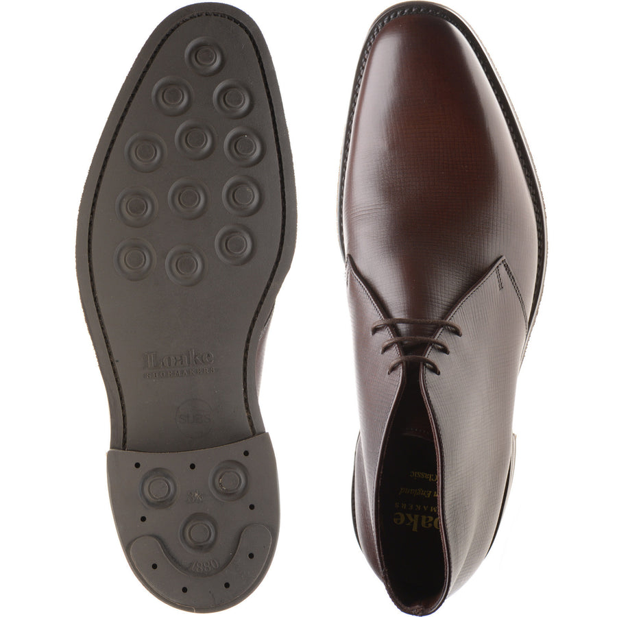Product image for Loake Pimlico mens rubber-soled Chukka boots in dark brown hatch grain (second)