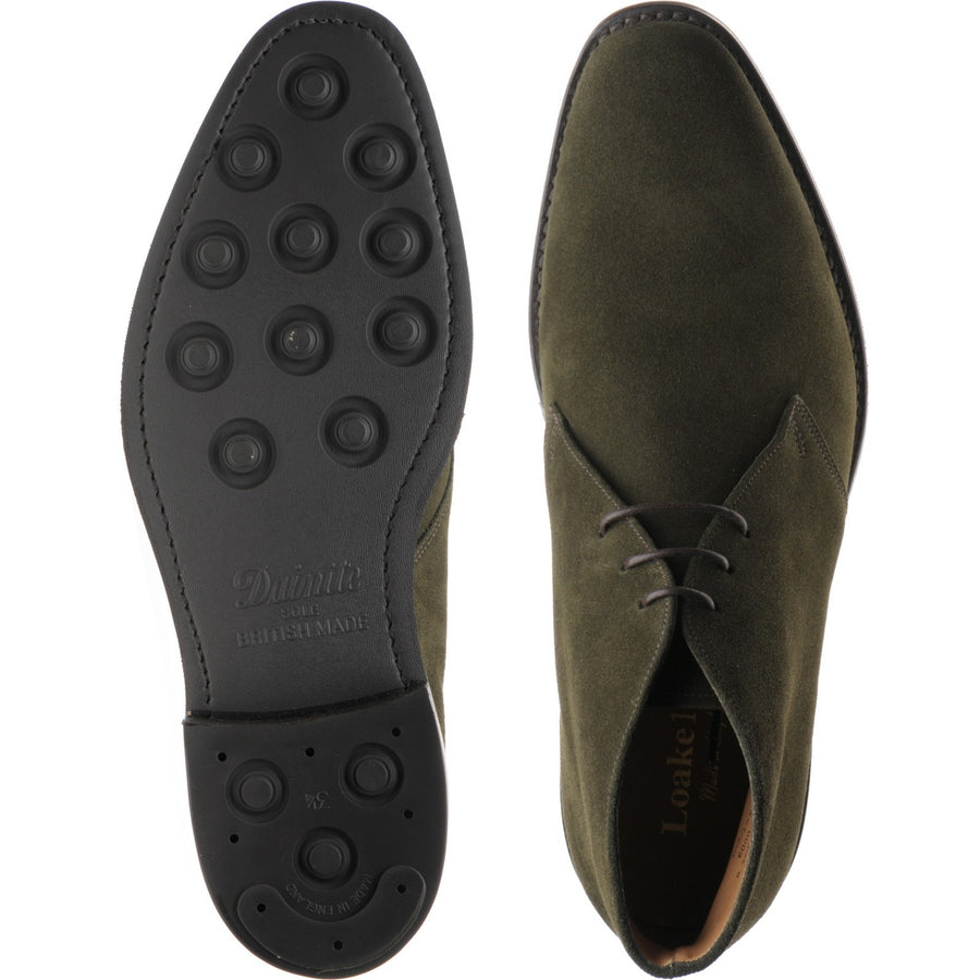 Product image for Loake Pimlico mens rubber-soled Chukka boots in green suede