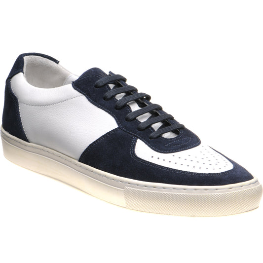 Product image for Loake Rush mens rubber-soled trainers in white calf and navy suede (second)