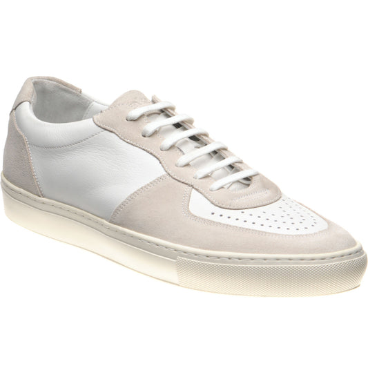 Product image for Loake Rush mens rubber-soled trainers in white calf and sand suede
