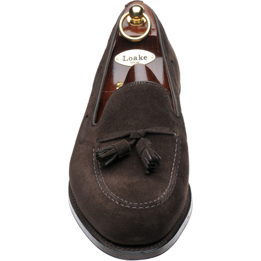 Product image for Loake Russell mens tasselled loafers in choc brown suede (second)