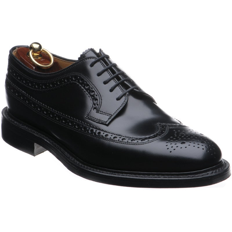Loake Sovereign Black Polished Brogues with Rubber Soles