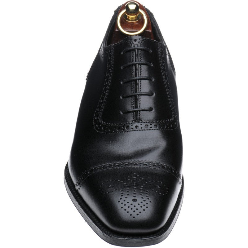 Loake Strand mens semi-brogues in black calf – Herring Shoes