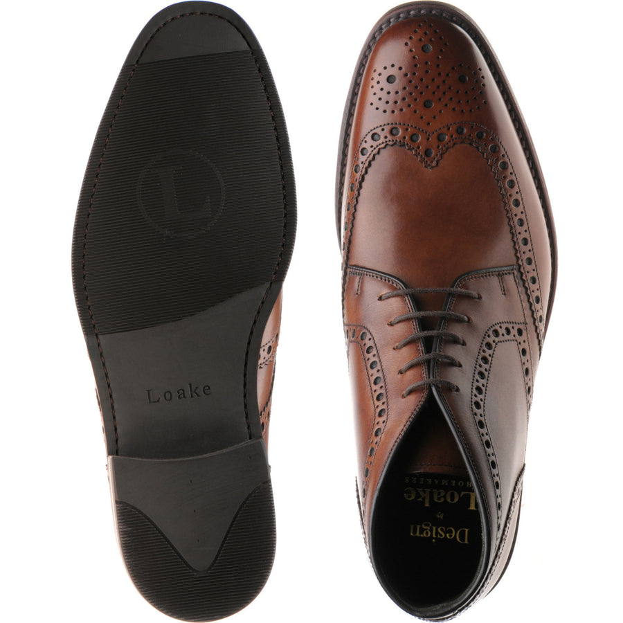 Product image for Loake Sywell mens rubber-soled brogue boots in cedar calf (second)