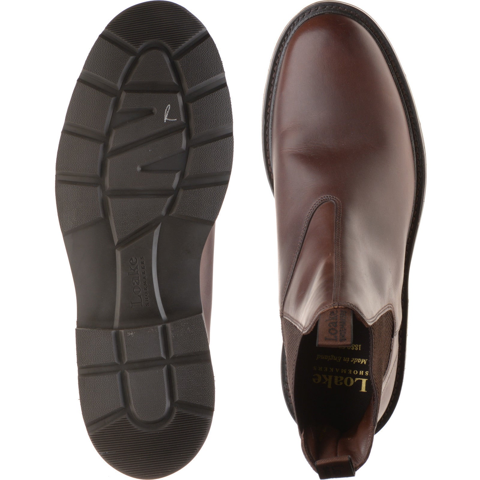 Product image for Loake Tintagel mens rubber-soled Chelsea boots in dark brown waxy (second)
