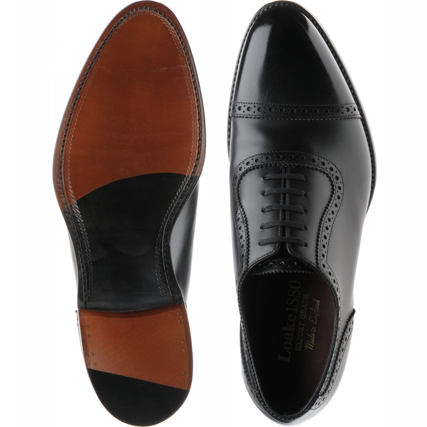 Product image for Loake Trinity mens semi-brogues in black calf (second)