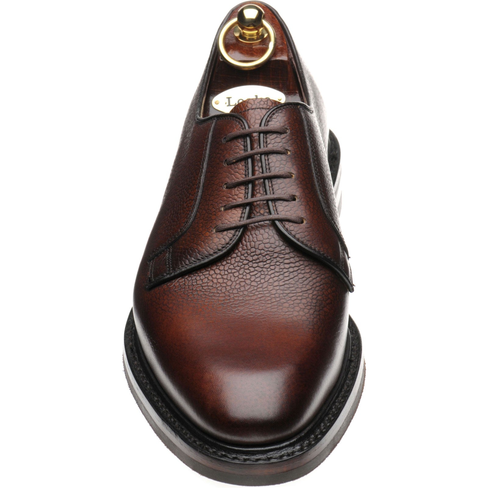 Product image for Loake Troon mens rubber-soled Derby shoes in rosewood grain calf (second)