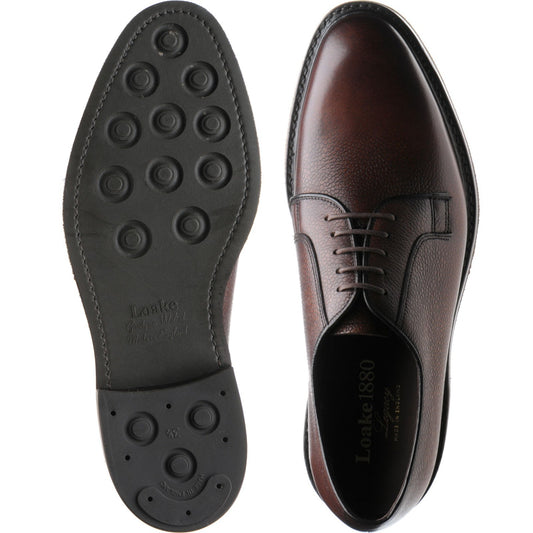 Product image for Loake Troon mens rubber-soled Derby shoes in rosewood grain calf (second)