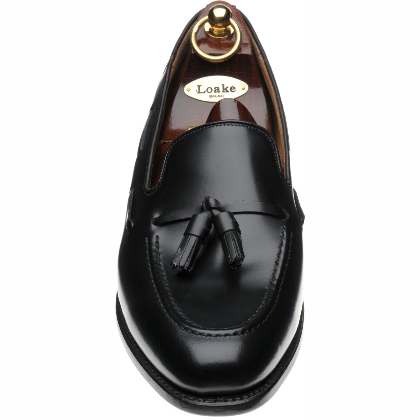 Product image for Loake Utah mens tasselled loafers in black calf