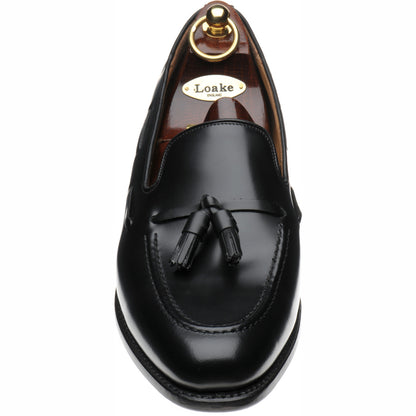 Product image for Loake Utah mens tasselled loafers in black calf