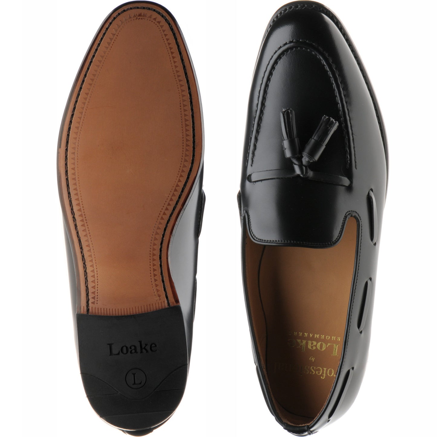 Product image for Loake Utah mens tasselled loafers in black calf