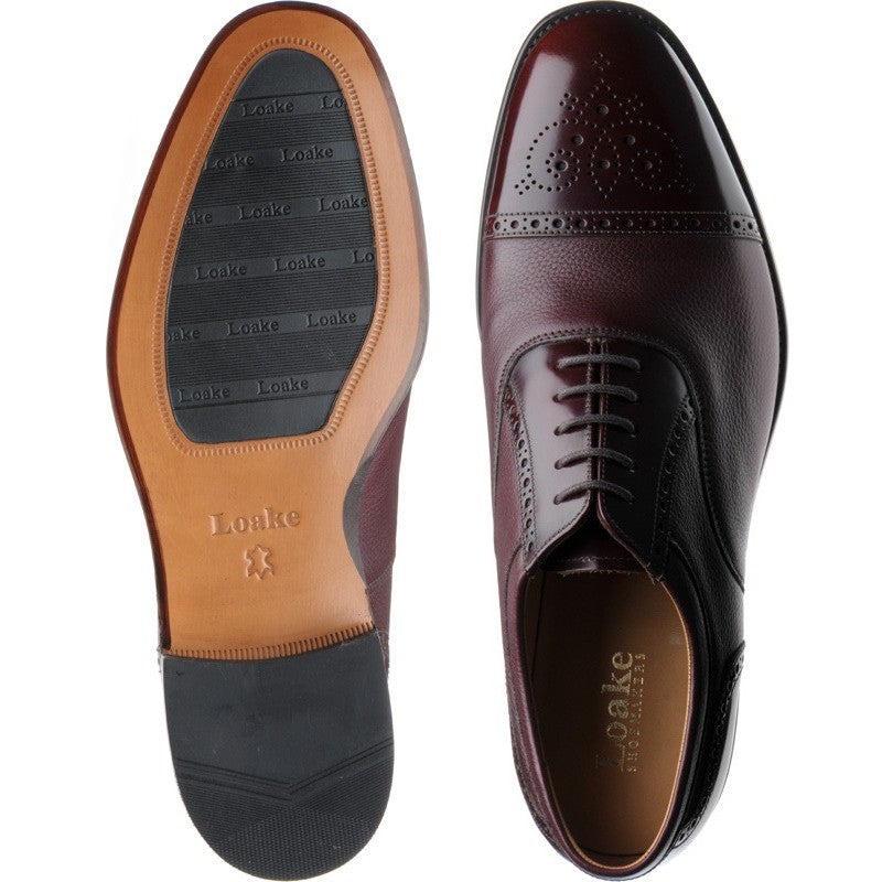 Product image for Loake Woodstock mens hybrid-soled semi-brogues in burgundy calf and polished (second)