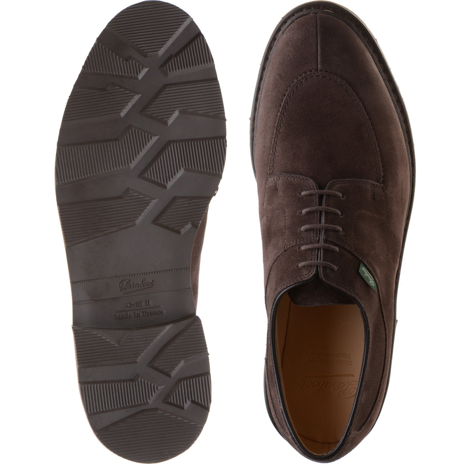 Paraboot Avignon mens rubber-soled Derby shoes in velour congo
