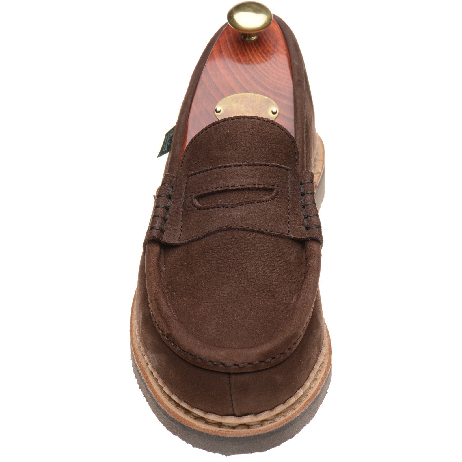 Product image for Paraboot Nantes mens rubber-soled loafers in taurillon nubuck chocolate