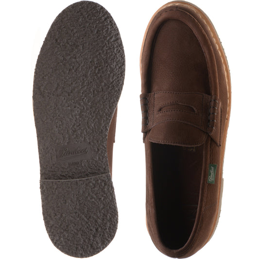 Product image for Paraboot Nantes mens rubber-soled loafers in taurillon nubuck chocolate