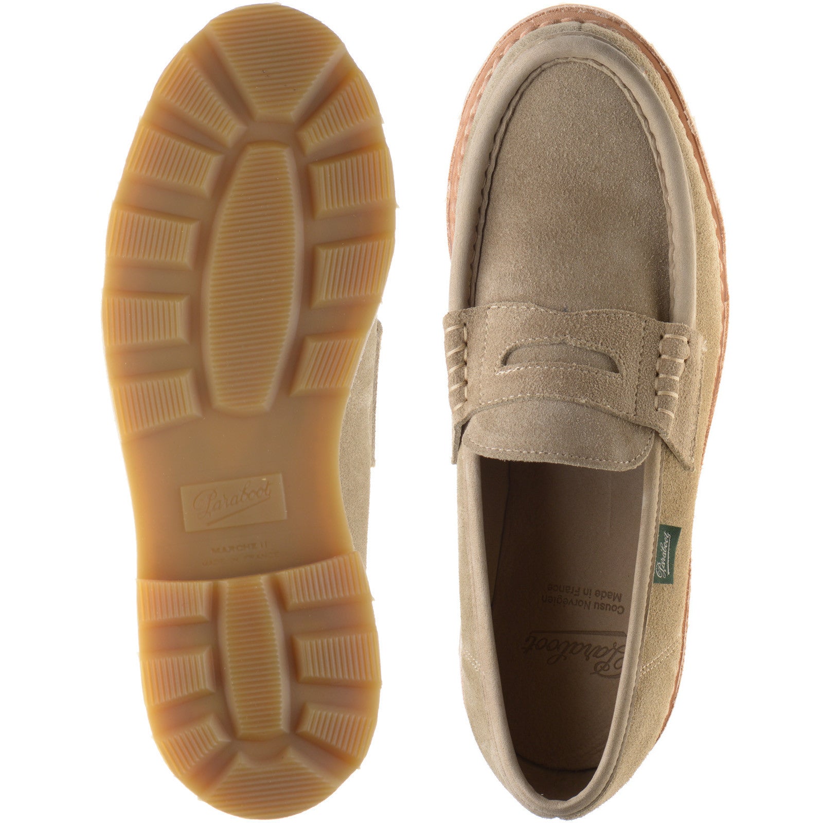 Product image for Paraboot Nantes mens rubber-soled loafers in velours sand