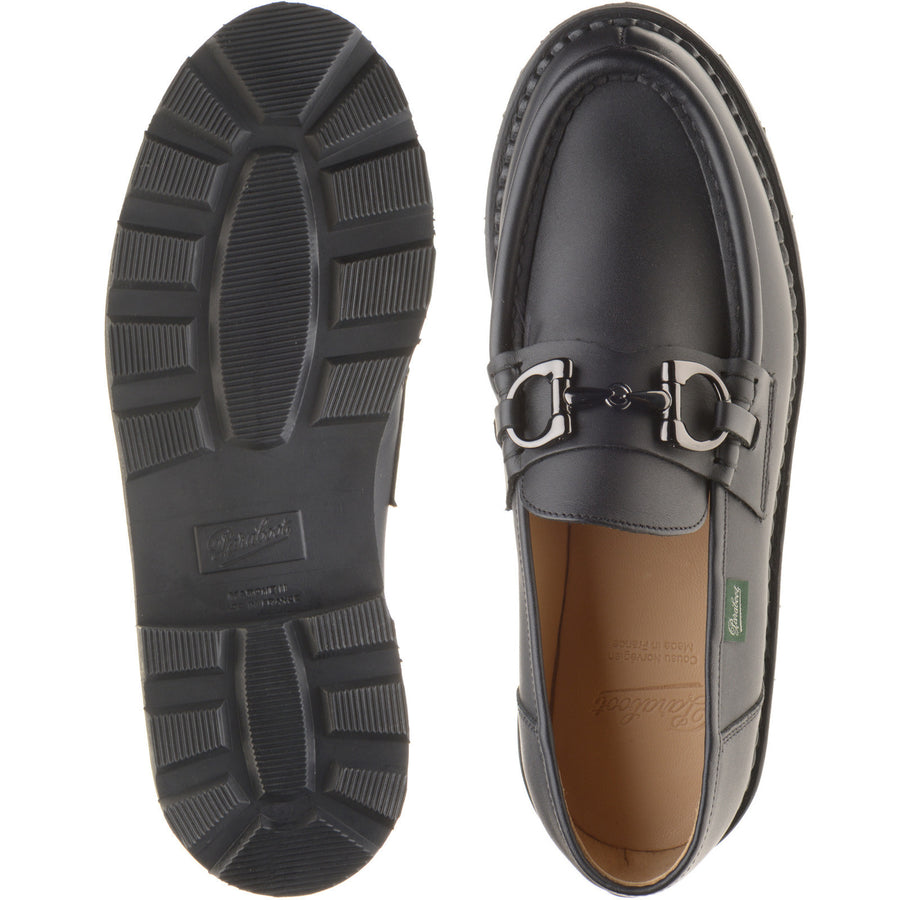 Product image for Paraboot Reims Mors mens rubber-soled loafers in lisse noir black