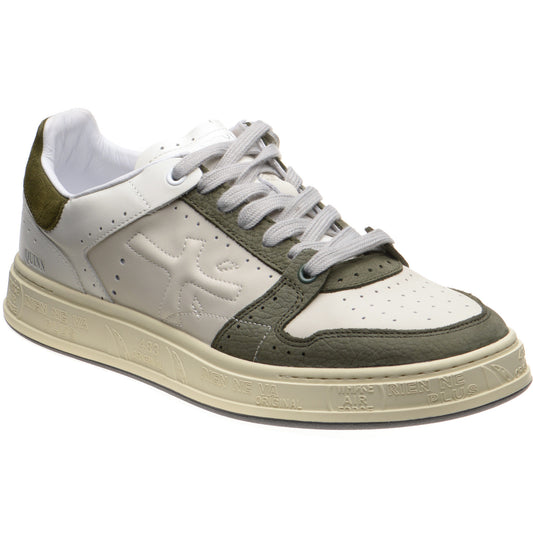 Product image for Premiata Quinn mens rubber-soled trainers in white and green
