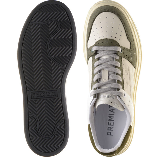 Product image for Premiata Quinn mens rubber-soled trainers in white and green