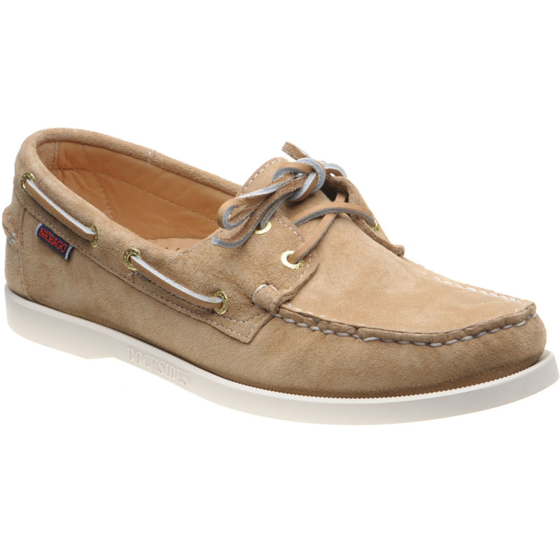 Product image for Sebago Dockside Portland mens rubber-soled deck shoes in beige camel suede
