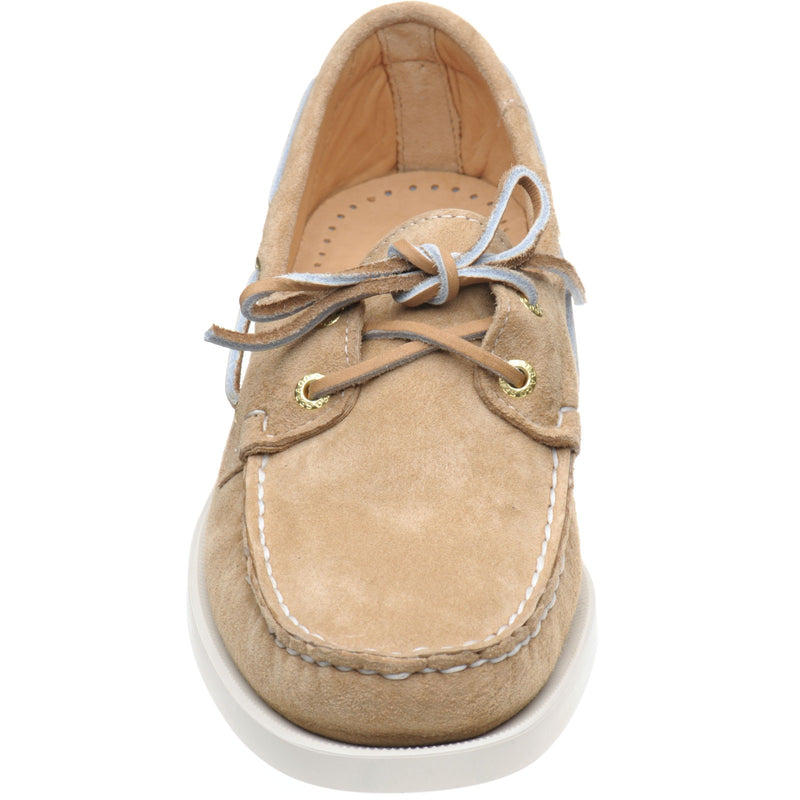 Product image for Sebago Dockside Portland mens rubber-soled deck shoes in beige camel suede