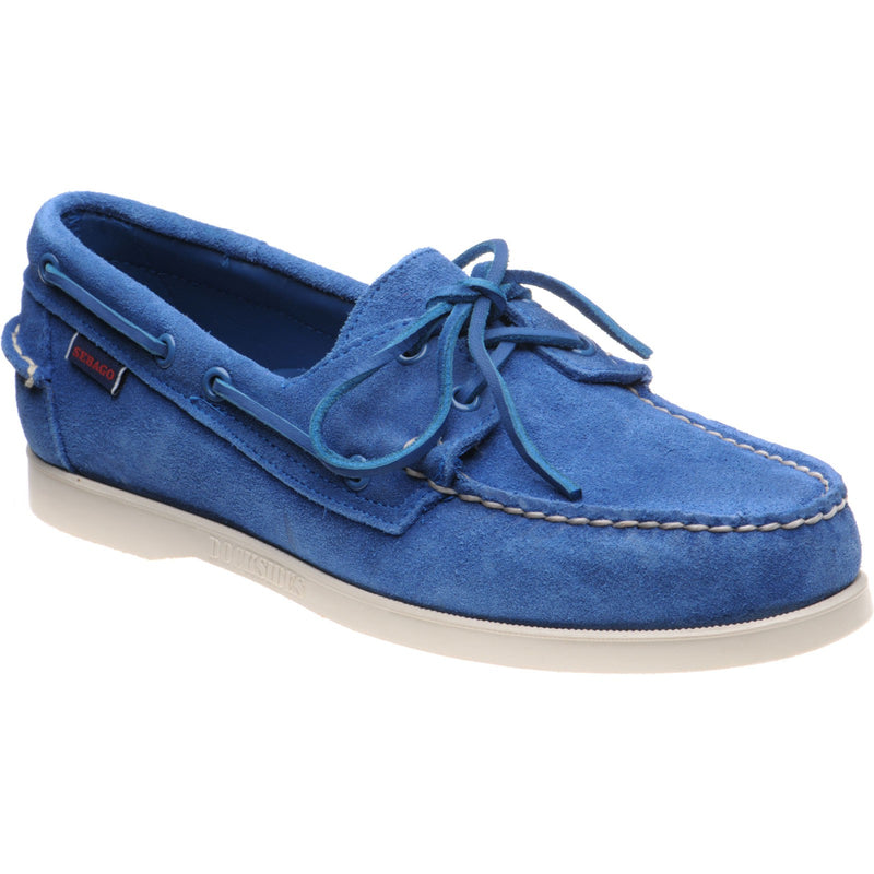 Product image for Sebago Dockside Portland mens rubber-soled deck shoes in blue limoges suede