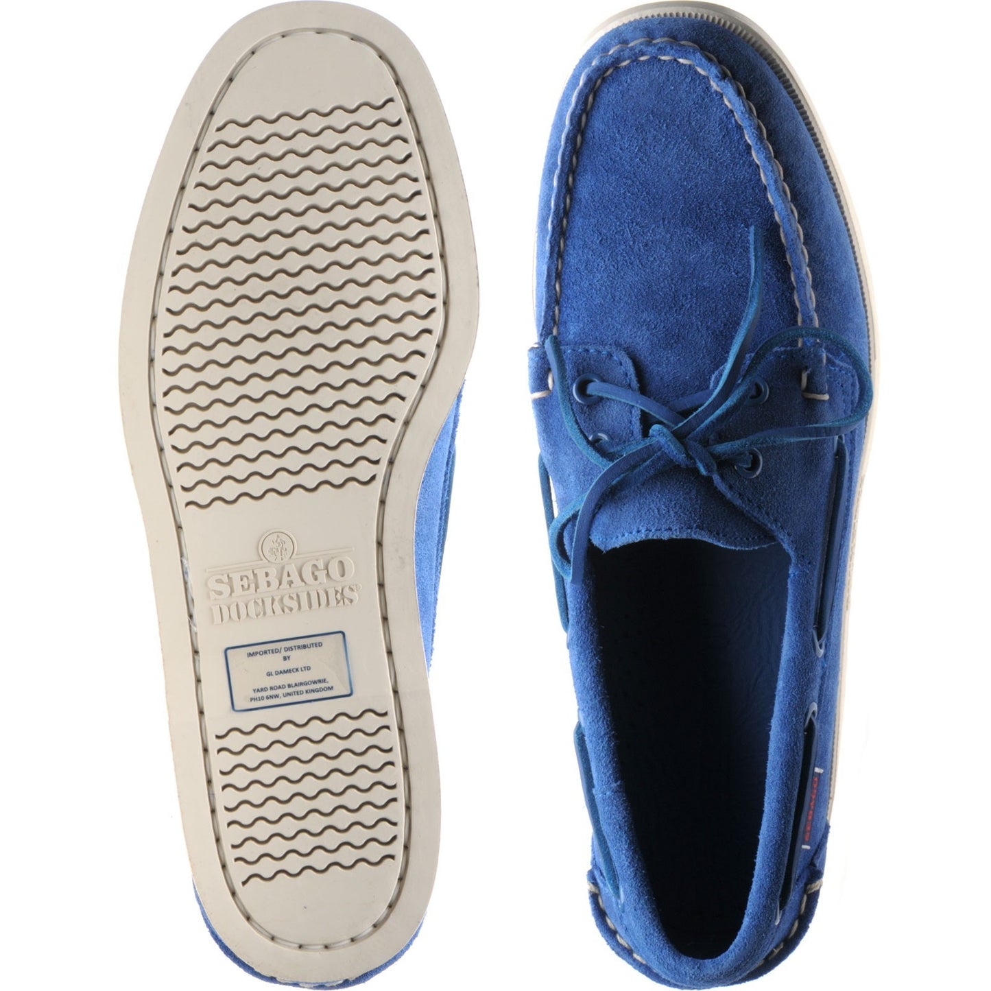 Product image for Sebago Dockside Portland mens rubber-soled deck shoes in blue limoges suede