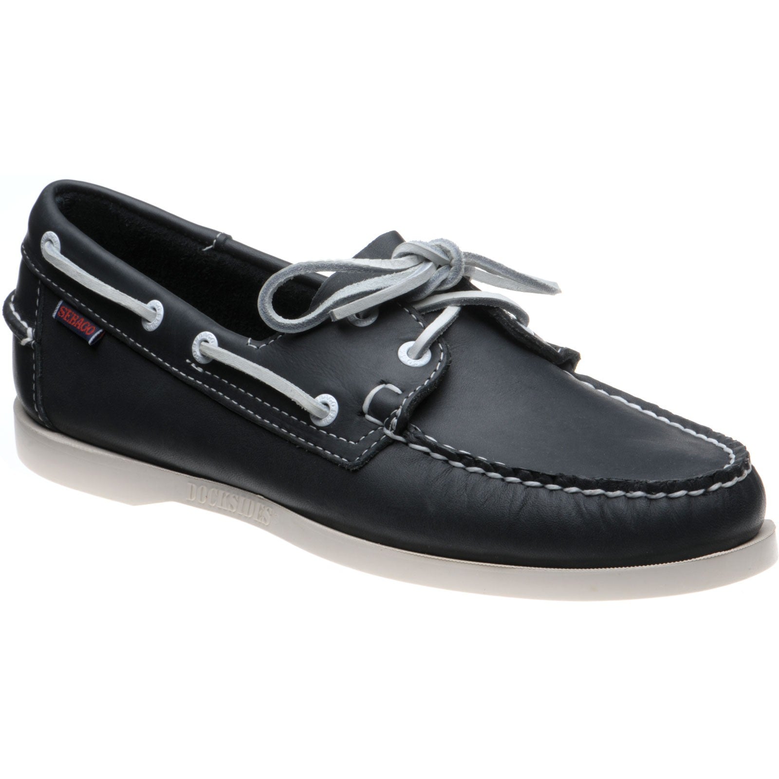 Product image for Sebago Dockside Portland mens rubber-soled deck shoes in blue night