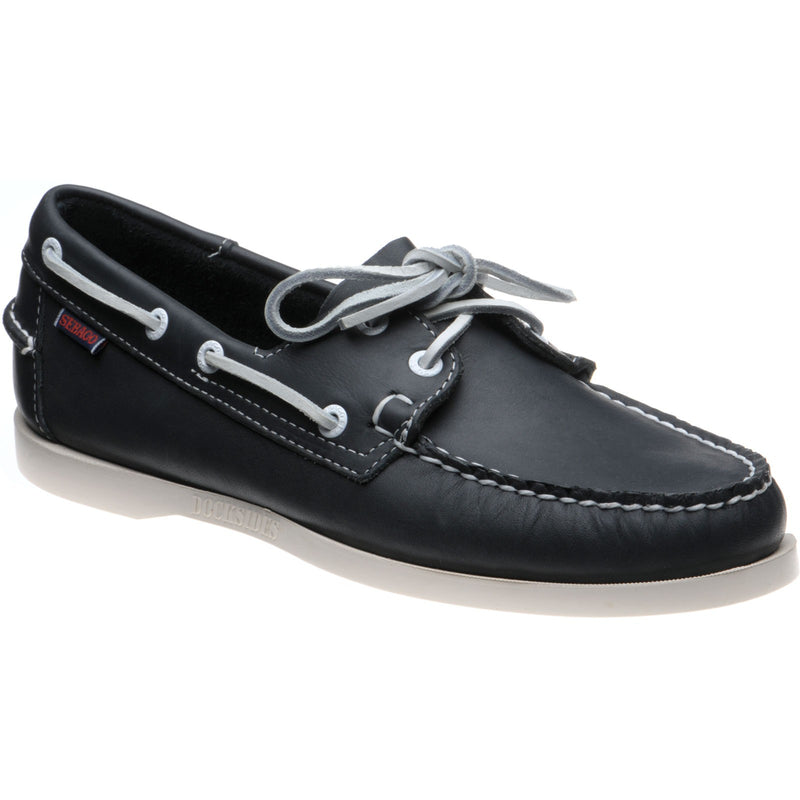 Product image for Sebago Dockside Portland mens rubber-soled deck shoes in blue night