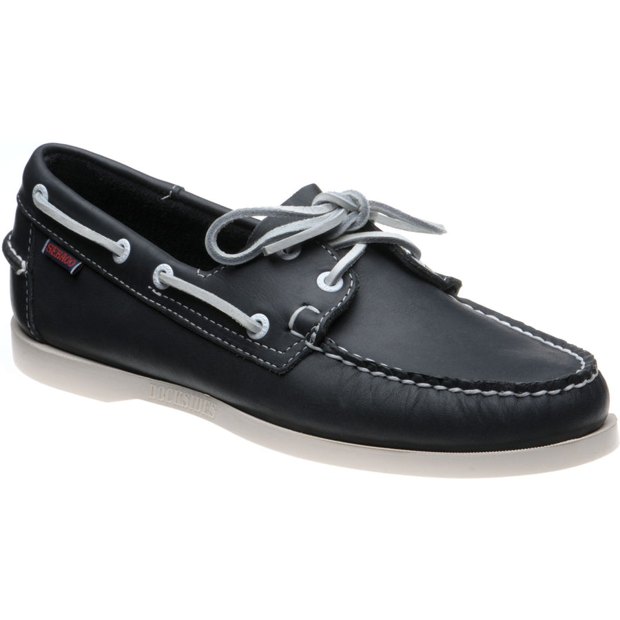 Product image for Sebago Dockside Portland mens rubber-soled deck shoes in blue night