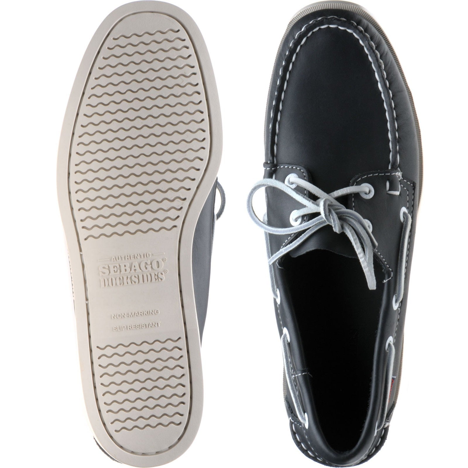 Product image for Sebago Dockside Portland mens rubber-soled deck shoes in blue night