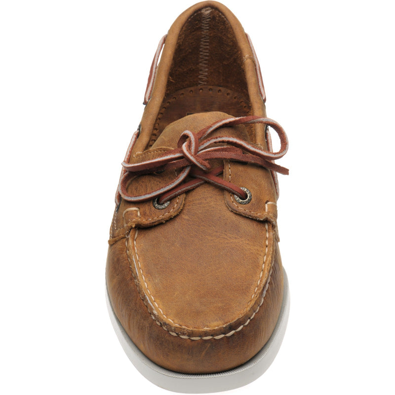 Product image for Sebago Dockside Portland mens rubber-soled deck shoes in brown and white