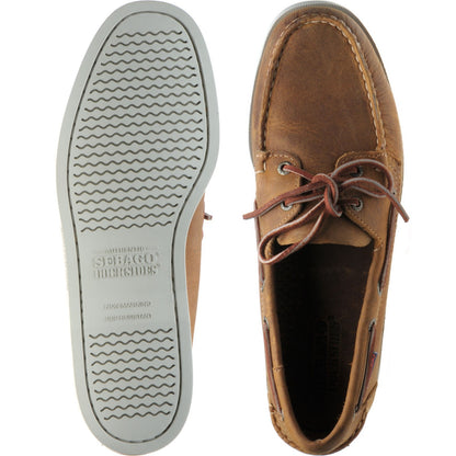 Product image for Sebago Dockside Portland mens rubber-soled deck shoes in brown and white