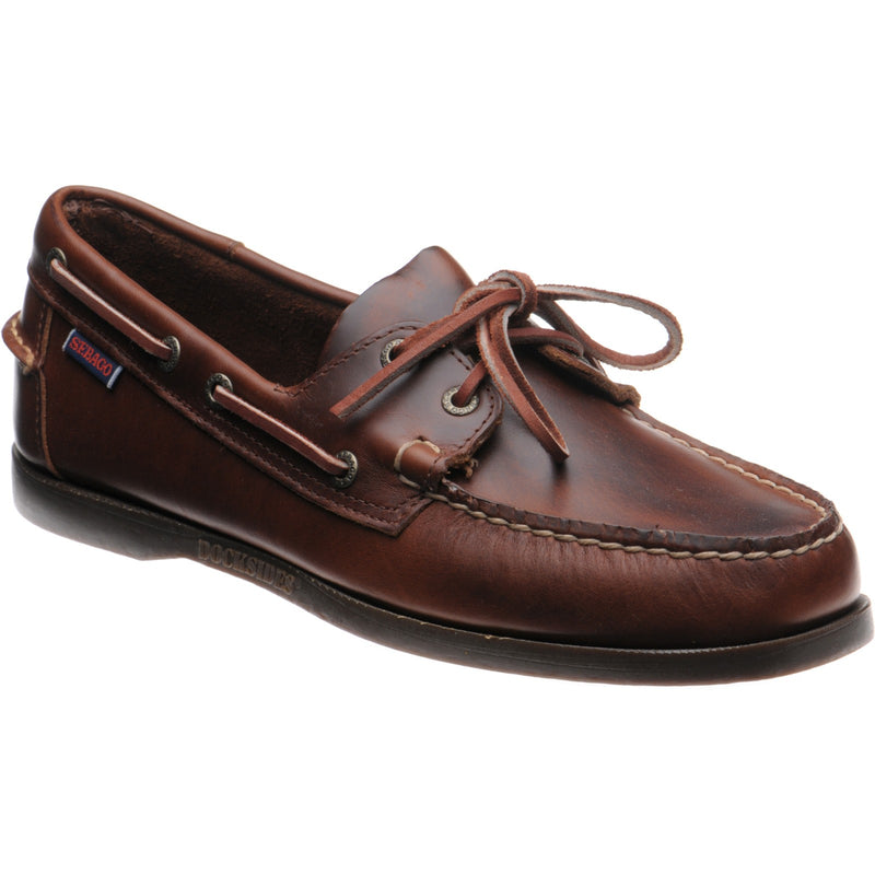 Product image for Sebago Dockside Portland mens rubber-soled deck shoes in brown oiled waxy