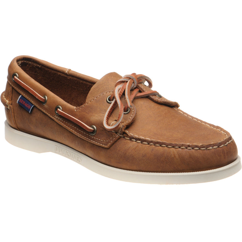 Product image for Sebago Dockside Portland mens rubber-soled deck shoes in brown tan