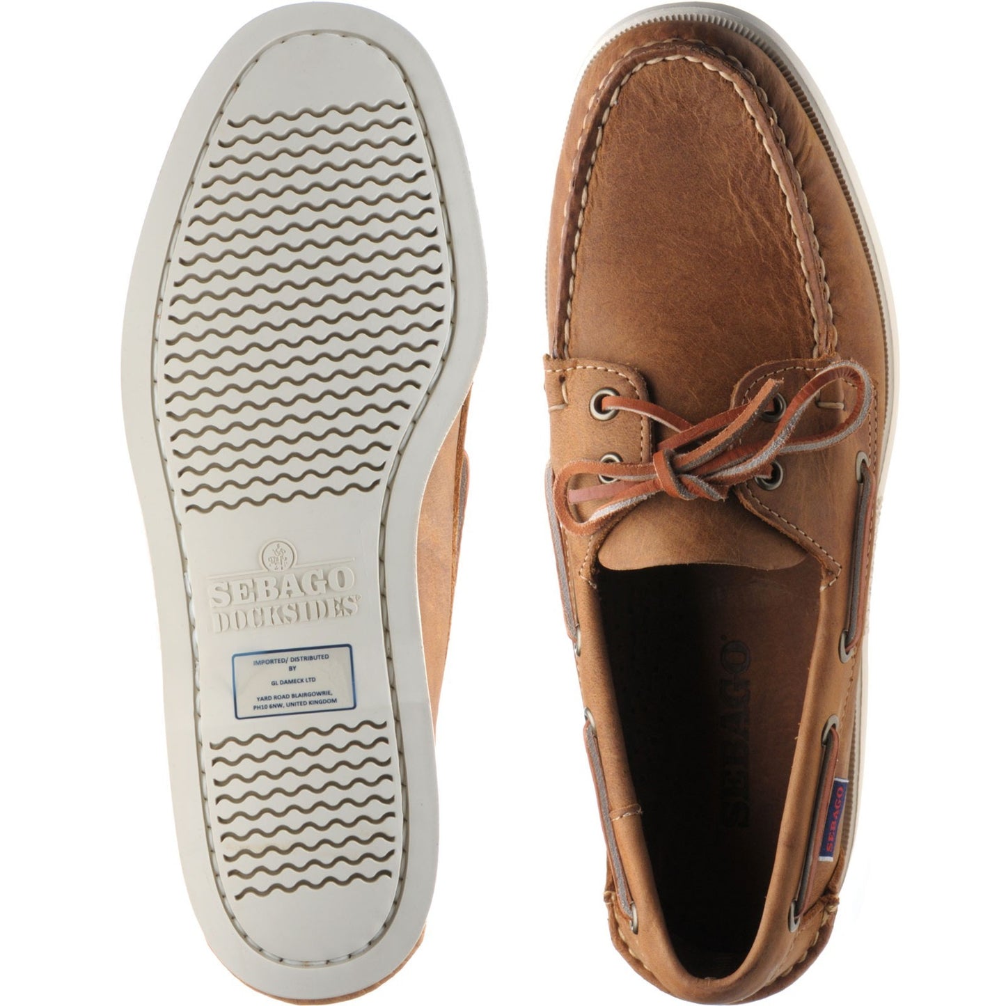 Product image for Sebago Dockside Portland mens rubber-soled deck shoes in brown tan