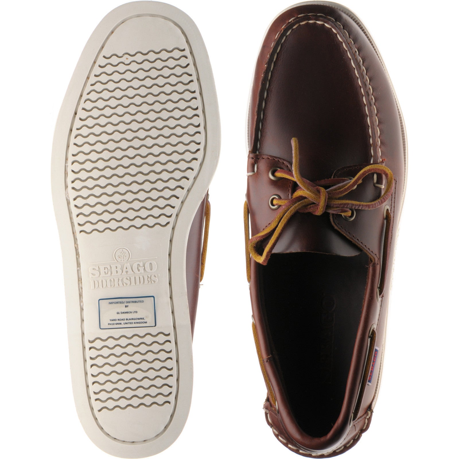 Sebago Dockside Portland mens rubber-soled deck shoes in brown
