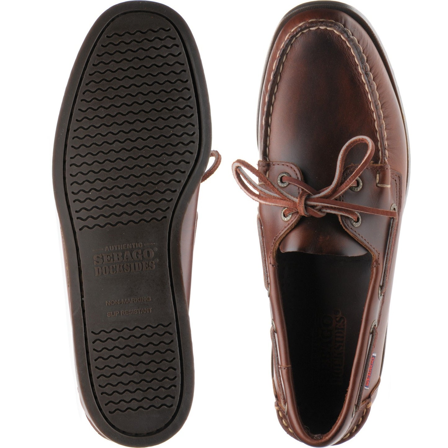 Product image for Sebago Dockside Portland mens rubber-soled deck shoes in brown waxy old