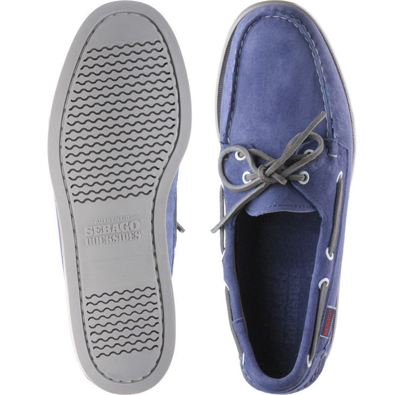 Product image for Sebago Dockside Portland mens rubber-soled deck shoes in chalk blue