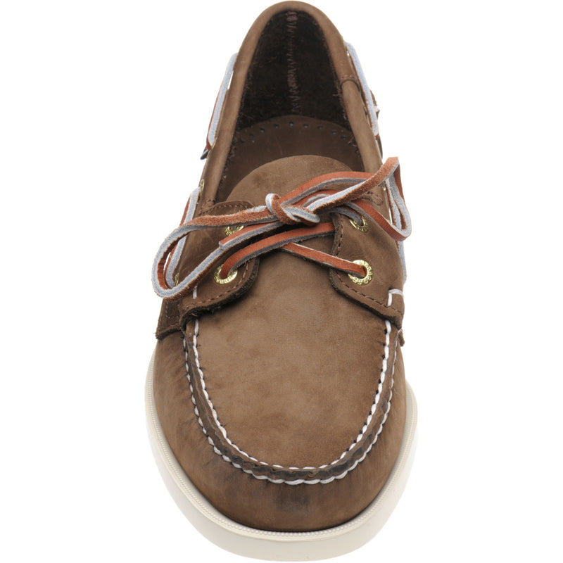 Product image for Sebago Dockside Portland mens rubber-soled deck shoes in dark brown nubuck