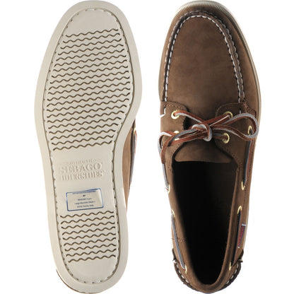 Product image for Sebago Dockside Portland mens rubber-soled deck shoes in dark brown nubuck