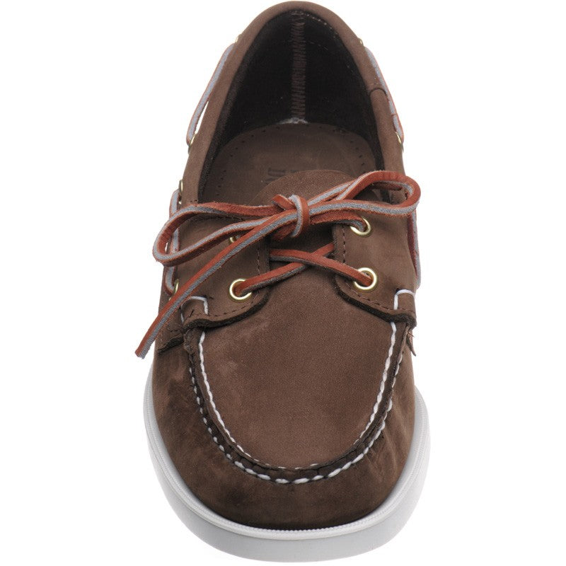 Product image for Sebago Dockside Portland mens rubber-soled deck shoes in dark brown nubuck old