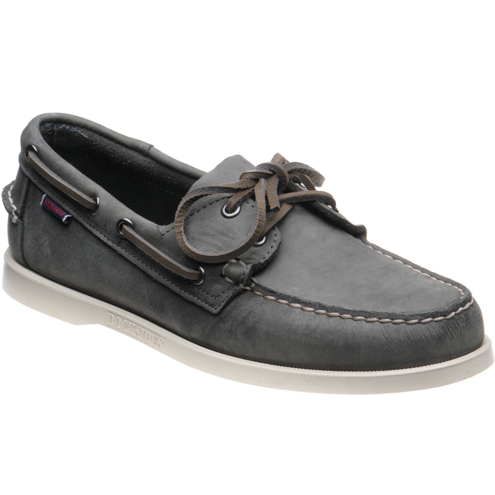 Product image for Sebago Dockside Portland mens rubber-soled deck shoes in dark grey