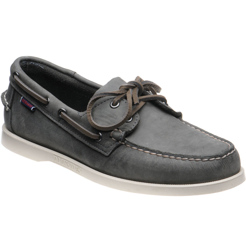 Product image for Sebago Dockside Portland mens rubber-soled deck shoes in dark grey
