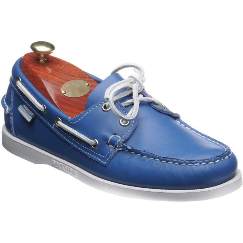Product image for Sebago Dockside Portland mens rubber-soled deck shoes in dazzling blue