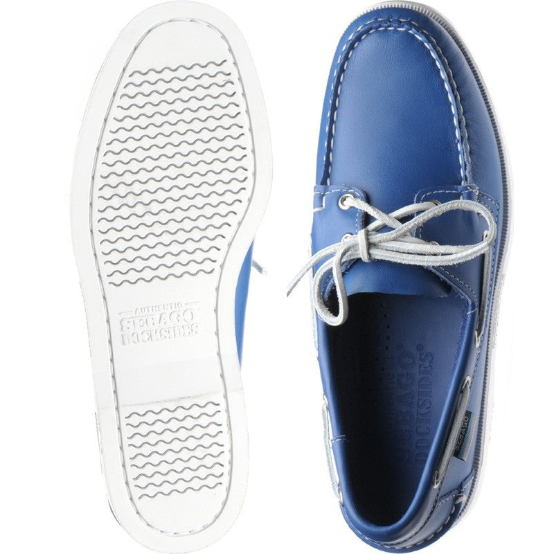 Product image for Sebago Dockside Portland mens rubber-soled deck shoes in dazzling blue