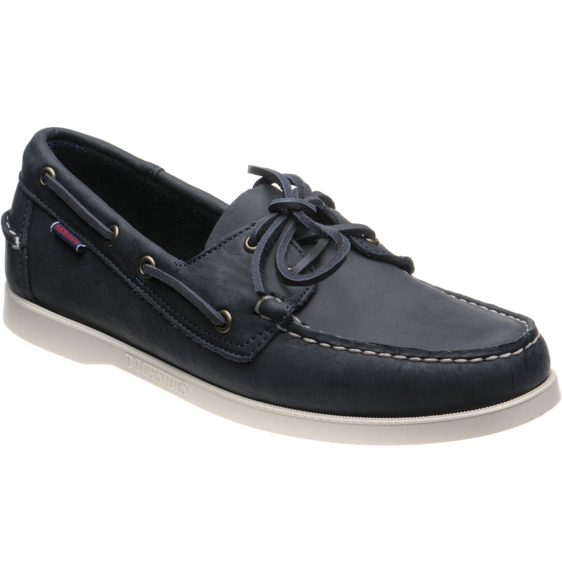 Product image for Sebago Dockside Portland mens rubber-soled deck shoes in navy crazy horse